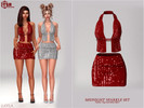 Sims 4 — Layla - Midnight Sparkle Set - Halter Top and Mini Skirt by Layla — Top: Deep V-neck plunge halter top featuring