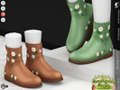 Sims 4 — Countryside Charm Shoes KP1X- Child by KaTPurpura — Leather-textured ankle boots with floral details