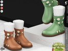 Sims 4 — Countryside Charm Shoes KP1X- Toddler by KaTPurpura — Leather-textured ankle boots with floral details