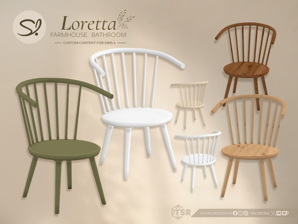 Sims 4 — Loretta Chair by SIMcredible! — Bringing to your Sims this time the Loretta Beauty Room, a charming farmhouse