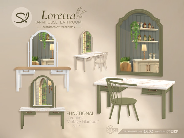 Sims 4 — Loretta vanity VINTAGE GLAMOUR by SIMcredible! — Bringing to your Sims this time the Loretta Beauty Room, a