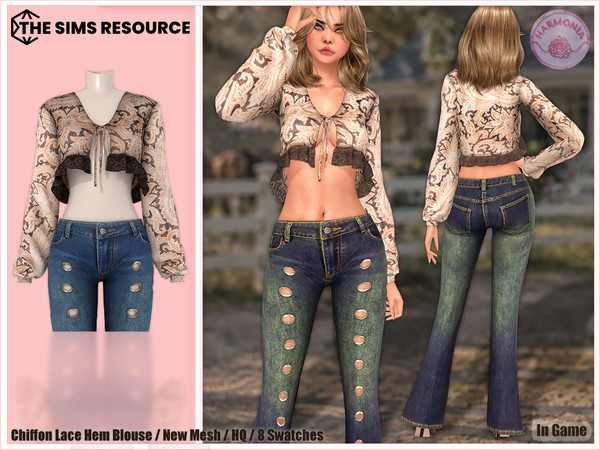Sims 4 — Countryside Charm The Girl Next Door Blouse by Harmonia — Blouse - 8 Swatches