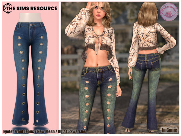 Sims 4 — Countryside Charm The Girl Next Door Jeans by Harmonia — Blouse - 8 Swatches