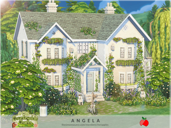 Sims 4 — Countryside Charm - Angela by melapples — a cozy cottage, surrounded by wisteria, white flowers and lavender