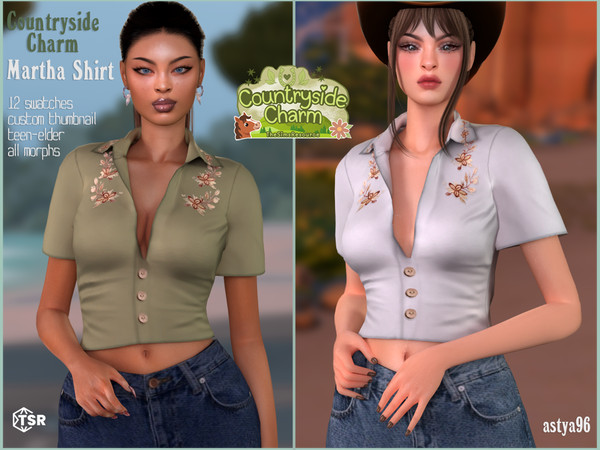 Sims 4 — Countryside Charm Martha Shirt by astya96cc — 12 swatches