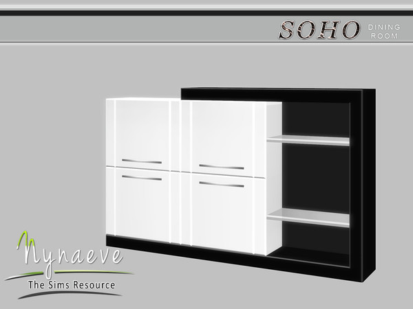 Sims 4 — Soho Bookcase by NynaeveDesign — Soho Dining Room - Bookcase Located in: Storage - Bookcases Price: 500 Tiles:
