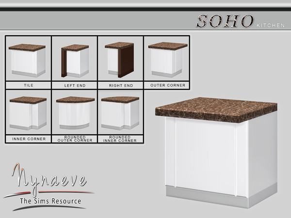 Sims 4 — Soho Counter Island by NynaeveDesign — Soho Kitchen - Counter Island Located in: Surfaces - Counters Price: 250