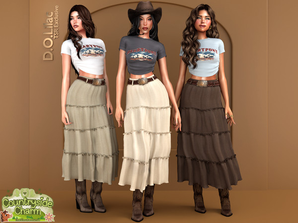 Sims 4 — Dusty Sunset Set -Bottom- by DOLilac — Includes: (Top + Bottom)