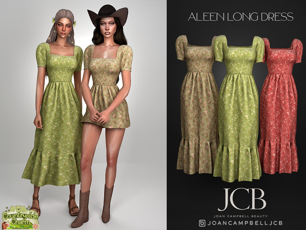Sims 4 — ALEEN DRESS by Joan_Campbell_Beauty_ — FLORAL COTTAGE CORE DRESS INCLUDES: