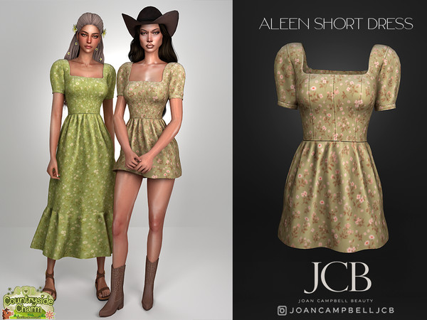 Sims 4 — ALEEN SHORT DRESS by Joan_Campbell_Beauty_ — FLORAL COTTAGE CORE DRESS INCLUDES: