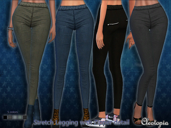 Sims 4 — Set43- Zipper back stretch jeggings by Cleotopia — What if you could rock that laid-back urban streetwear look