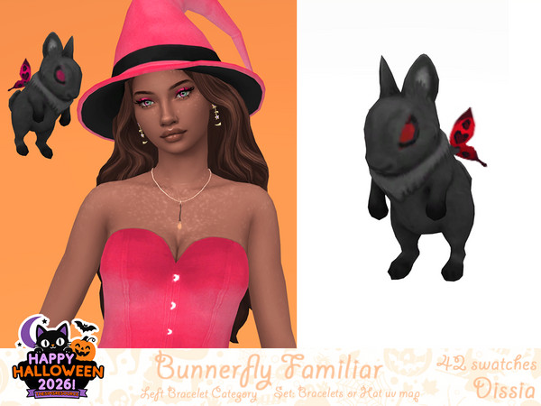 Sims 4 — Bunnerfly Familiar - Bracelets UV - Left by Dissia — Magic bunny familiar levitating above your sim shoulder for
