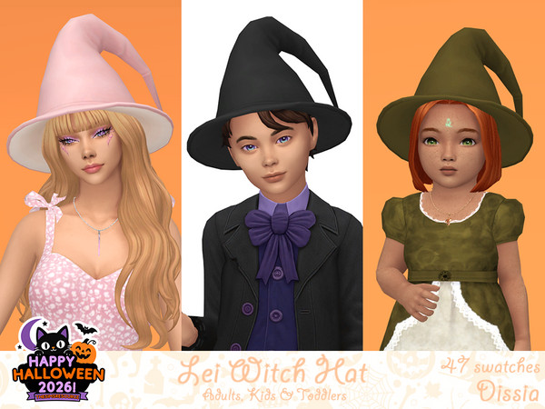 Sims 4 — Lei Witch Hat Toddlers by Dissia — Witch hat with a small brim