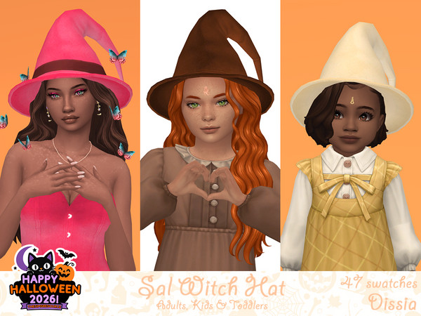 Sims 4 — Sal Witch Hat by Dissia — Velvet witch hat with a small brim