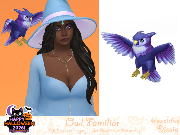 Sims 4 — Owl Familiar - A- Left by Dissia — Owl familiar levitating above your sim shoulder for both female and male!