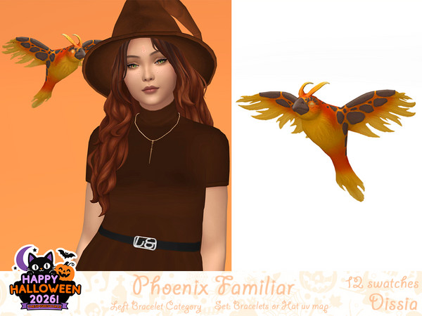 Sims 4 — Phoenix Familiar - A- Right by Dissia — Phoenix familiar levitating above your sim shoulder for both female and