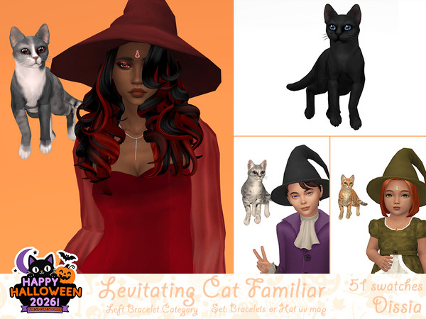 Sims 4 — Levitating Cat Familiar - Hats UV - Right by Dissia — Cat familiar levitating above your sim shoulder for both