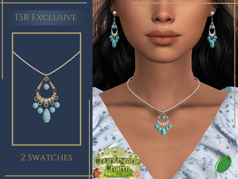 Sims 4 necklace CC Sadie Turquoise Necklace by Pitted0live