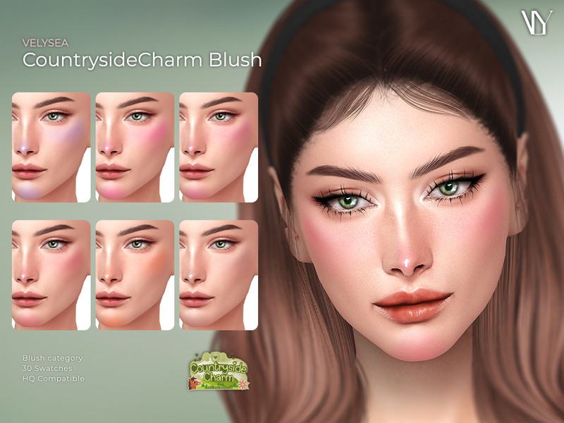 Sims 4 freckle blush contour and under eye makeup CC VELYSEA CountrysideCharm Blush by VELYSEA