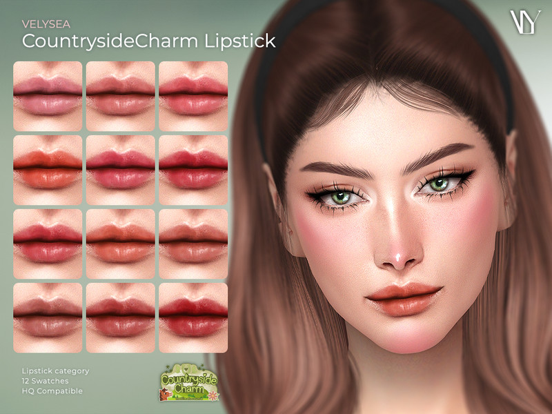 Sims 4 lip and mouth detail CC VELYSEA CountrysideCharm Lipstick by VELYSEA