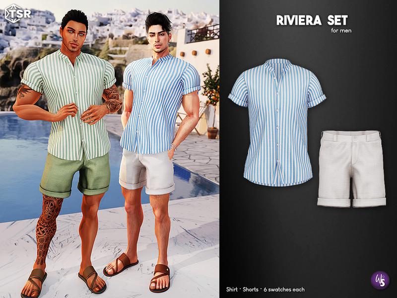 Sims 4 complete clothing set CC Riviera Clothing Set for men by WisteriaSims