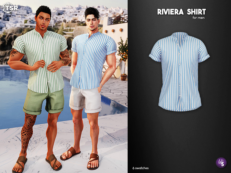 Sims 4 men’s clothing CC Riviera Shirt - men by WisteriaSims