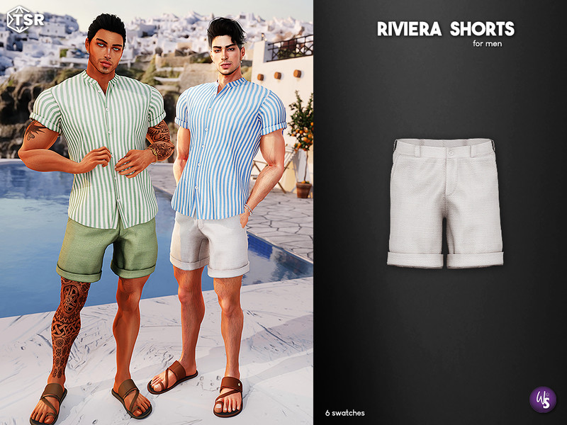 Sims 4 men’s clothing CC Riviera Shorts - men by WisteriaSims
