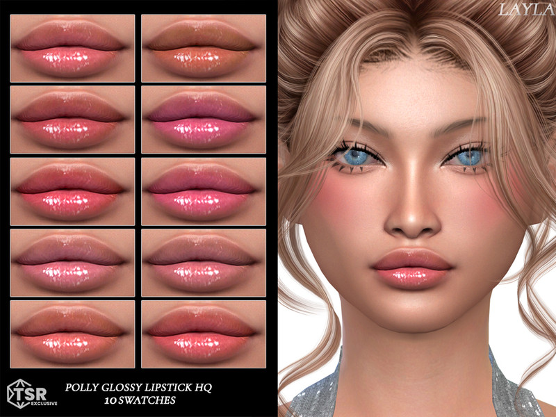 Sims 4 lip and mouth detail CC Layla - Polly Glossy Lipstick HQ by Layla