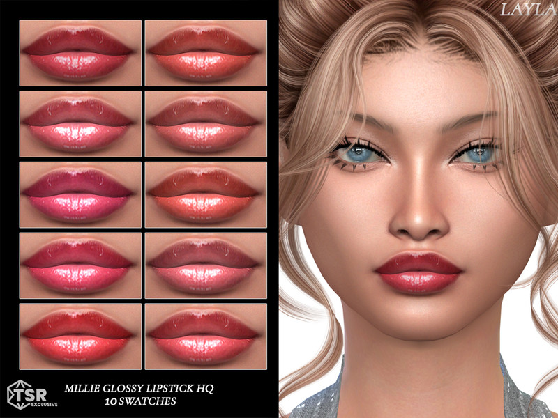 Sims 4 lip and mouth detail CC Layla - Millie Glossy Lipstick HQ by Layla