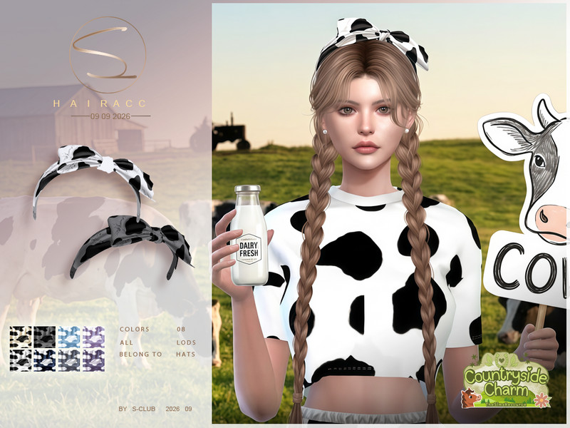 Sims 4 statement headwear CC S-CLUB HairACC Countryside Charm by S-Club