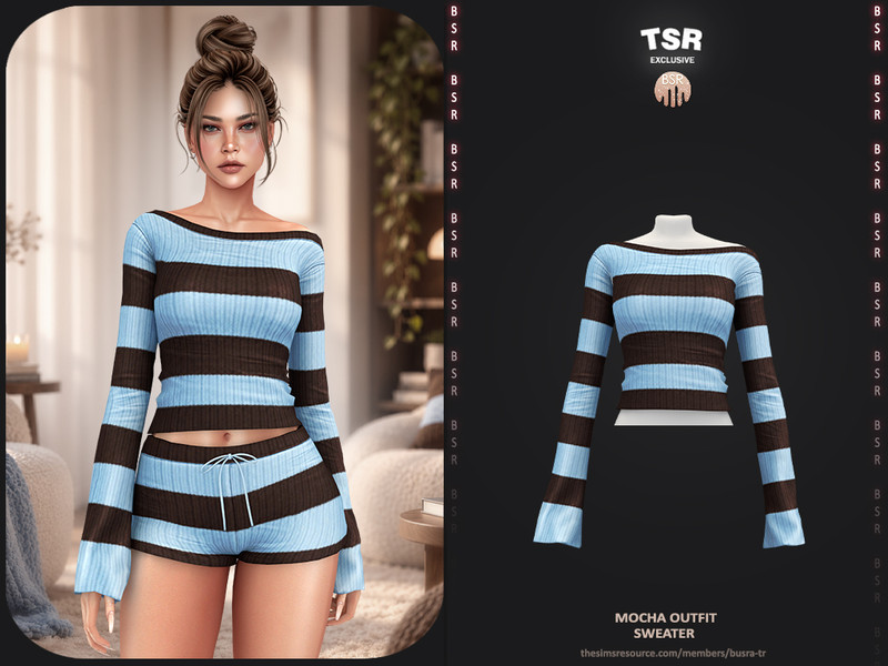 Sims 4 fall clothing CC Mocha Outfit - Sweater by busra-tr