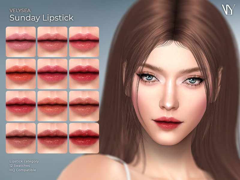 Sims 4 lip and mouth detail CC VELYSEA Sunday Lipstick by VELYSEA