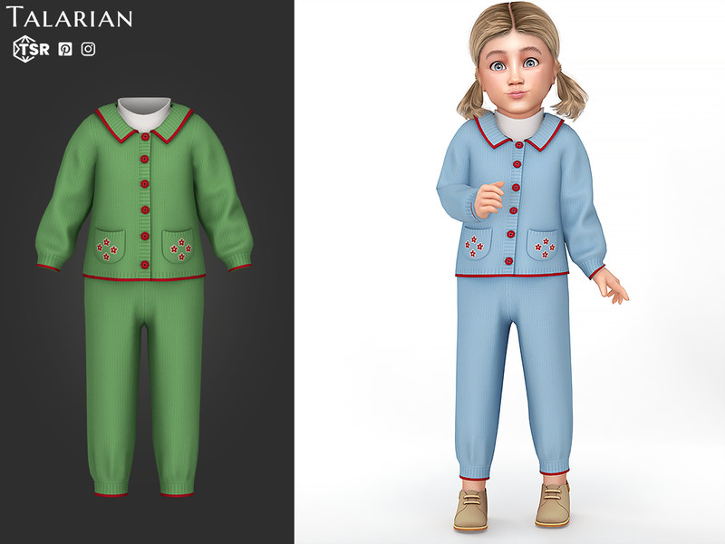Sims 4 toddler boy clothing CC Stevie Outfit With Buttoned Cardigan And Pants by talarian
