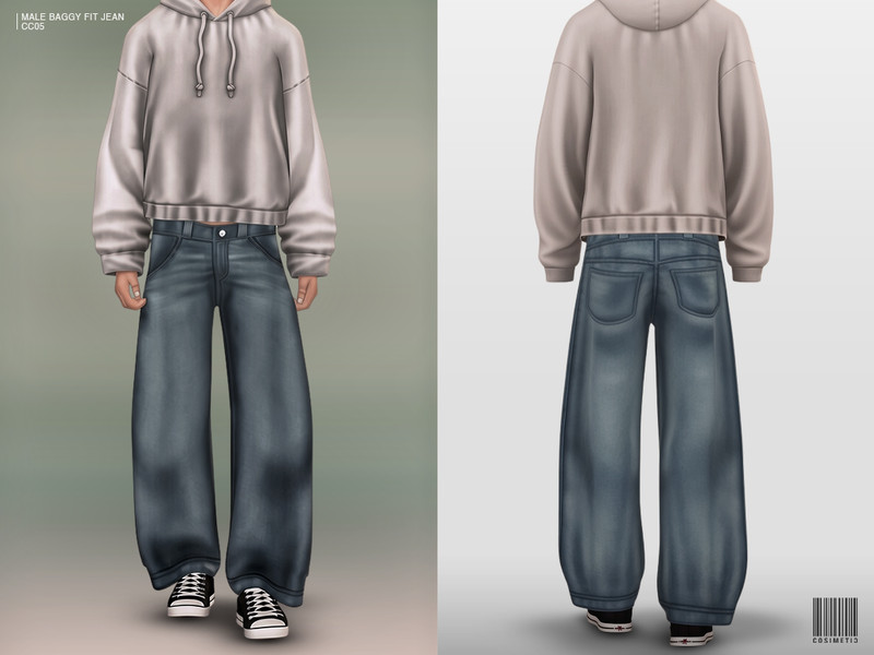 Sims 4 men’s clothing CC Male Baggy Fit Jean by cosimetic