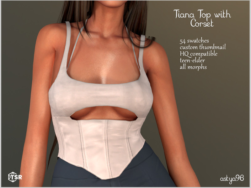 Sims 4 belt and belted fashion CC Tiana Top with Corset by astya96cc