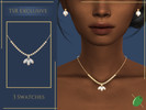 Sims 4 — Lisa Pearl Necklace by Pitted0live — Pearl fan shaped pendant necklace with gold beads Custom catalog image