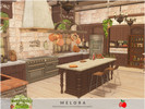 Sims 4 — Countryside Charm - Melora kitchen by melapples — a rustic farmhouse kitchen with a pantry. 6x10