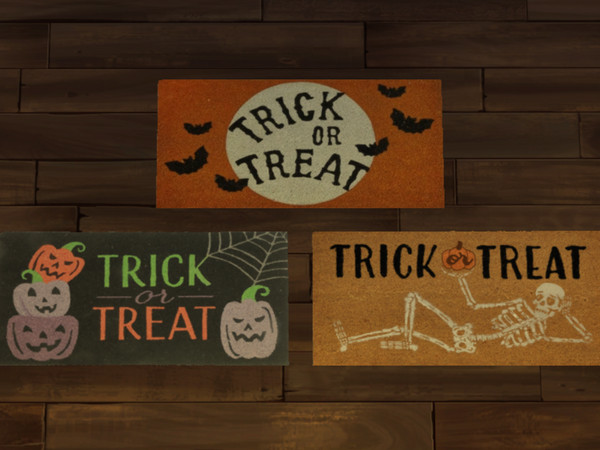 Sims 4 — Trick or Treat Welcome Mat by momcoded — Halloween welcome mat