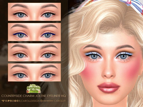 Sims 4 — Countryside Charm Jolene Eyeliner HQ by Caroll912 — A 4-swatch soft winged eyeliner inspired by Dolly Parton. It
