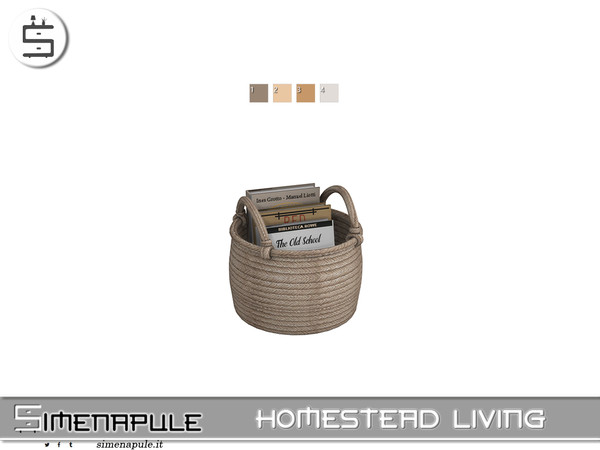 Sims 4 — [SeN4] Homestead Living - Woven Magazine Basket by Simenapule — Homestead LivingHomestead LivingHomestead