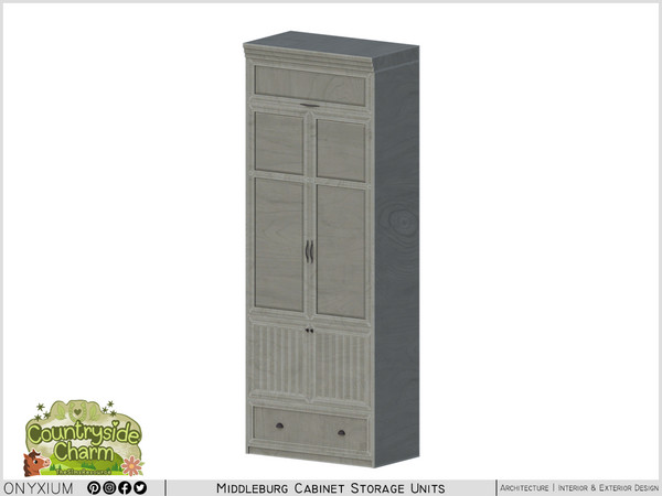 Sims 4 — Middleburg Wide Cabinet With A Drawer And Four Doors by Onyxium — Onyxium@TSR Design Workshop Cabinet Collection
