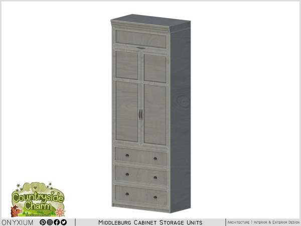 Sims 4 — Middleburg Wide Cabinet With Three Drawers And Two Doors by Onyxium — Onyxium@TSR Design Workshop Cabinet
