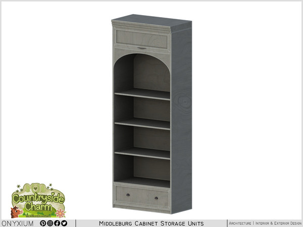 Sims 4 — Middleburg Wide Arch Cabinet With A Drawer And Four Shelf by Onyxium — Onyxium@TSR Design Workshop Cabinet
