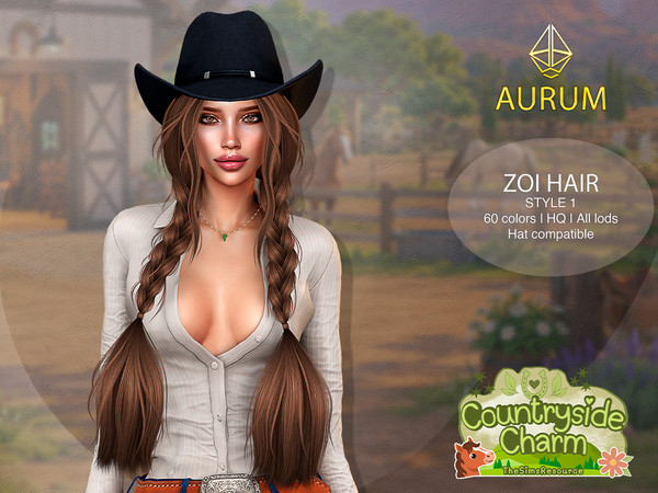 Sims 4 — Aurum - Zoi Hair Style 1 by Aurum — Including 4 styles