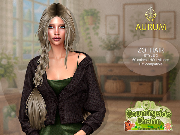 Sims 4 — Aurum - Zoi Hair Style 2 by Aurum — Including 4 styles