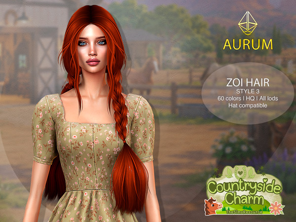 Sims 4 — Aurum - Zoi Hair Style 3 by Aurum — Including 4 styles