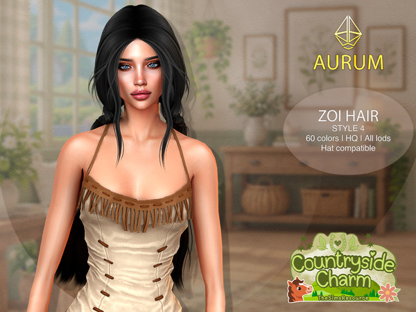Sims 4 — Aurum - Zoi Hair Style 4 by Aurum — Including 4 styles