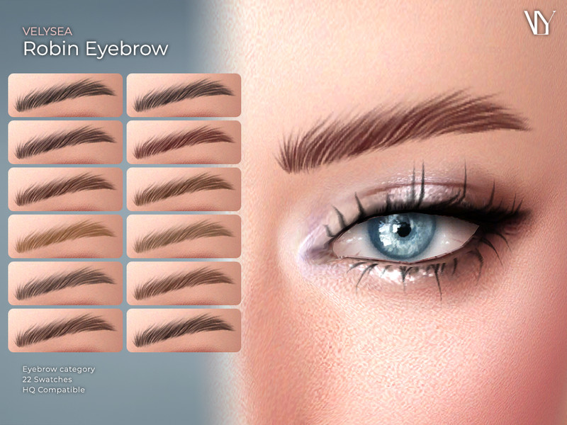 Sims 4 eyebrow CC Robin Eyebrow by VELYSEA