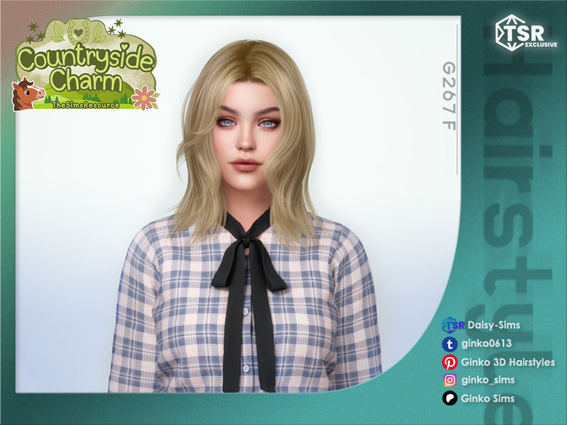 Sims 4 short and bob hairstyle CC Shoulder-length Layered Hair - Countryside Charm Collection by Daisy-Sims