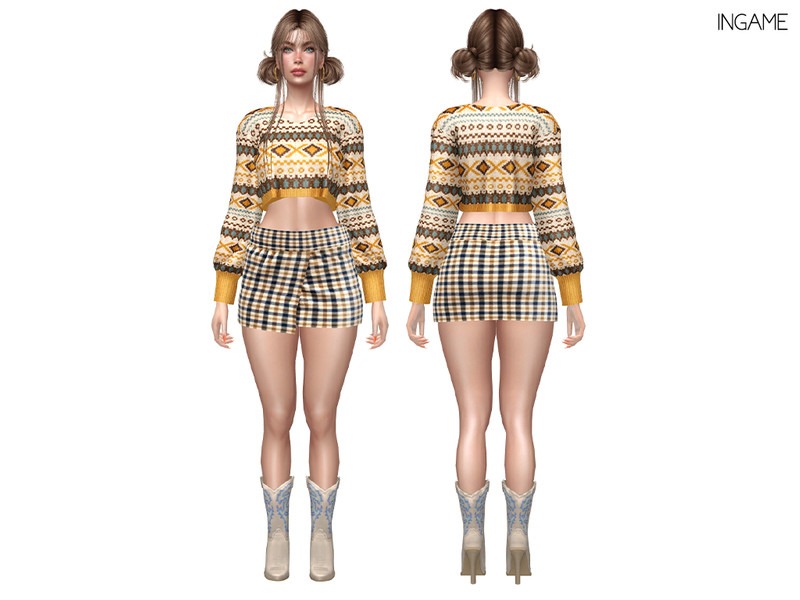 Sims 4 fall clothing CC DAPHS - Clothes SET561 - Autumn Fair Isle Sweater C1854 - TSR by Daph's